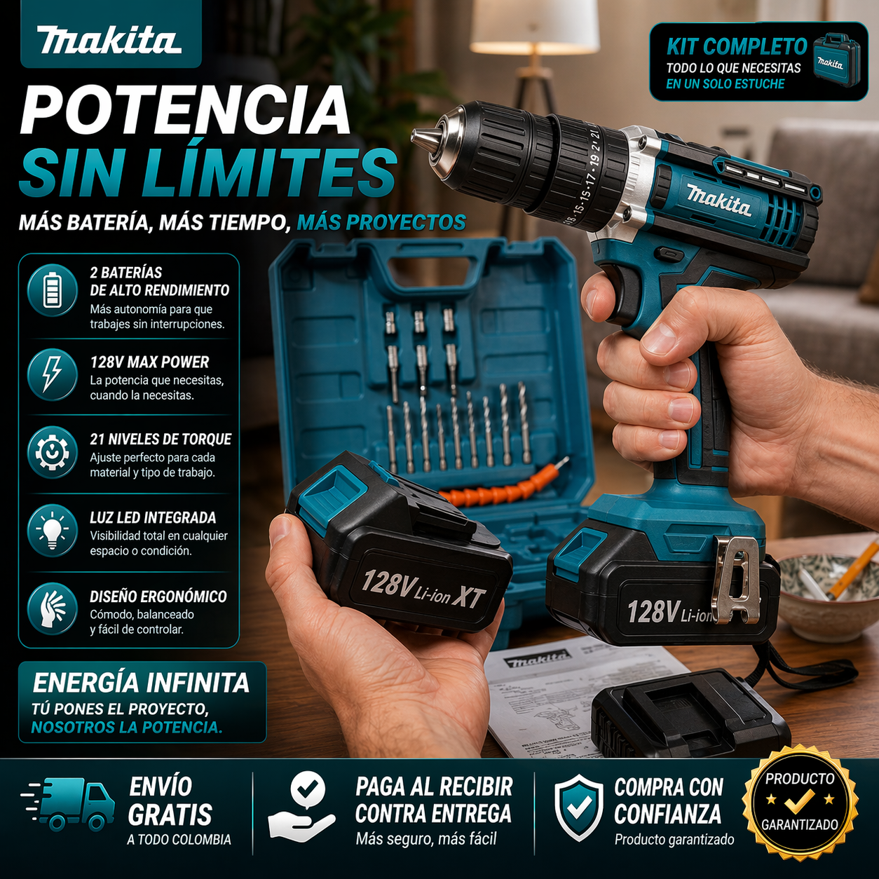 ⚡ Taladro y destornillador Inalámbrico de 128V — vista 4