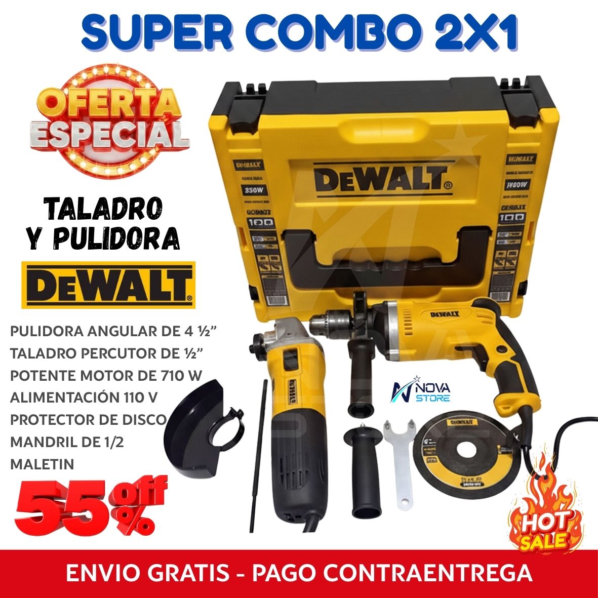 1 SUPER COMBO TALADRO Y PULIDORA DEWALT 2X1